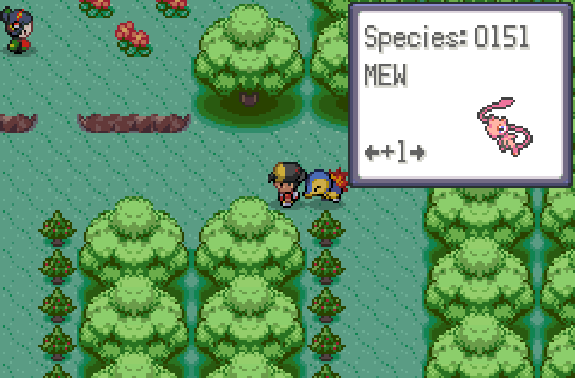 Species selector showing Species 0151 MEW as the next wild encounter
